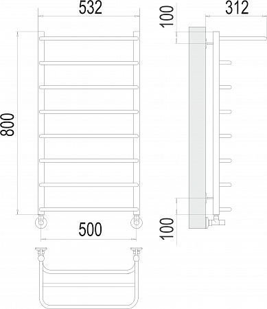 Полка П8 500х800  Полотенцесушитель  TERMINUS Бугульма - фото 3