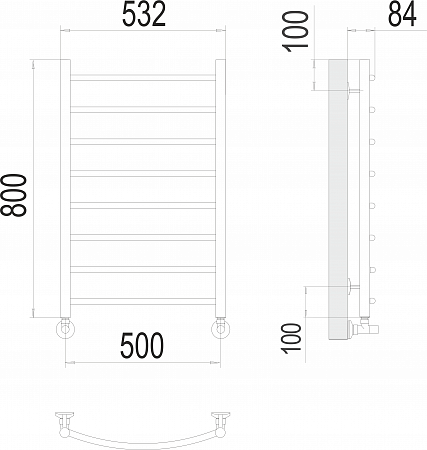 Классик П8 500х800 Полотенцесушитель  TERMINUS Бугульма - фото 3