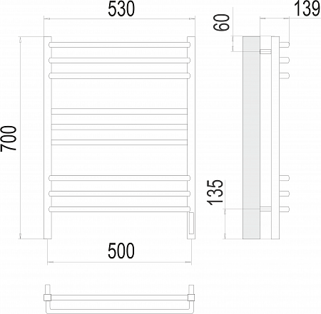 Соренто П9 500х700 электро (sensor quick touch) Полотенцесушитель  TERMINUS Бугульма - фото 3
