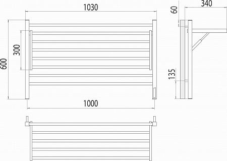 Горизонт П8 1000х600 электро КС ЧЕРНЫЙ МУАР (sensor quick touch) Полотенцесушитель TERMINUS Бугульма - фото 5